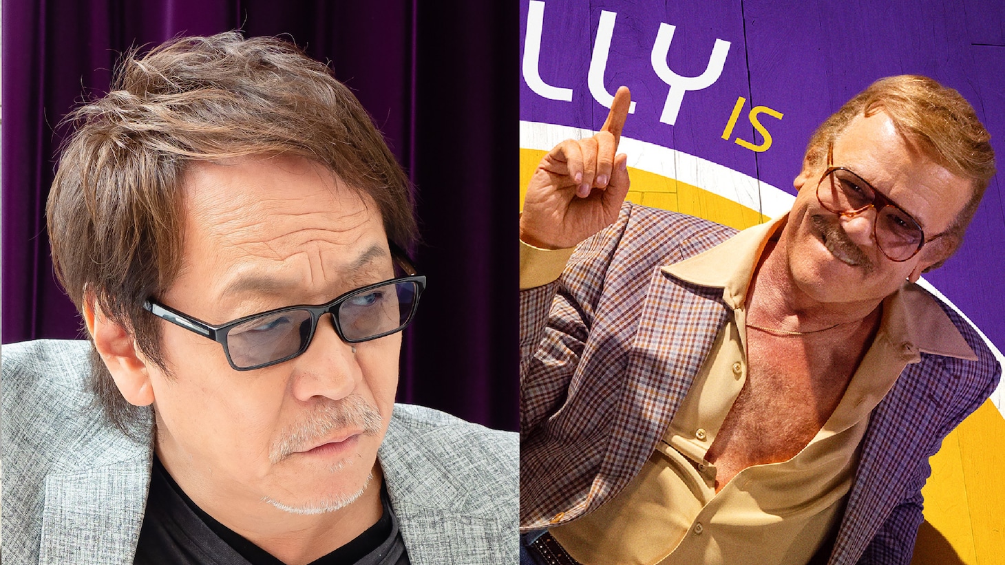 堀内賢雄（左）、ジョン・C・ライリー演じるジェリー・バス（右）。