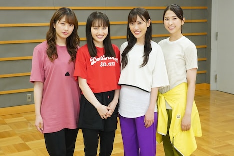 左から佐々木彩夏、百田夏菜子、高城れに、玉井詩織。