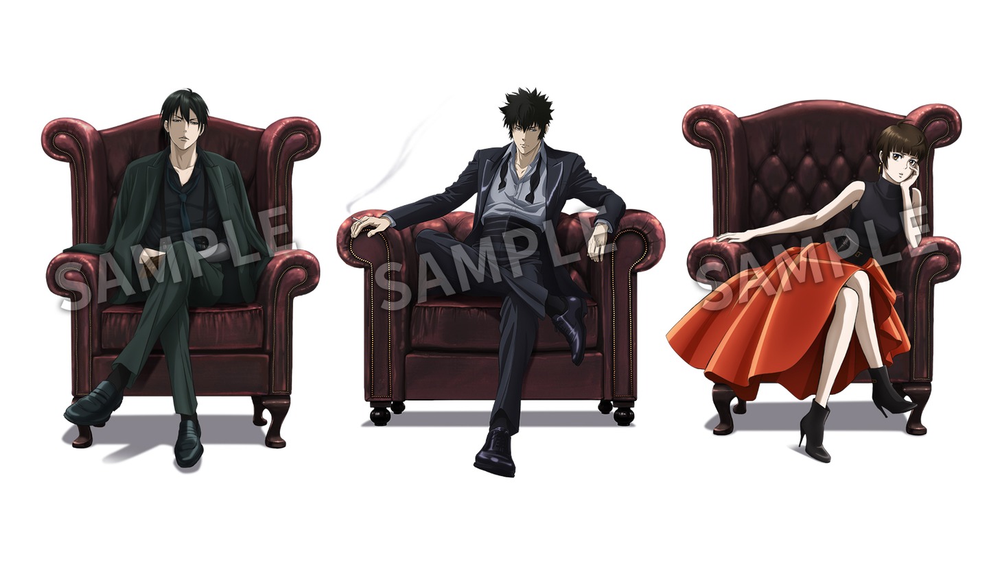 オフィシャルファンクラブ「PSYCHO-BOX」「PSYCHO-PASS for スゴ得」用の描き下ろしイラスト。