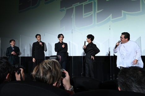 映画「野球部に花束を」公開記念舞台挨拶の様子。