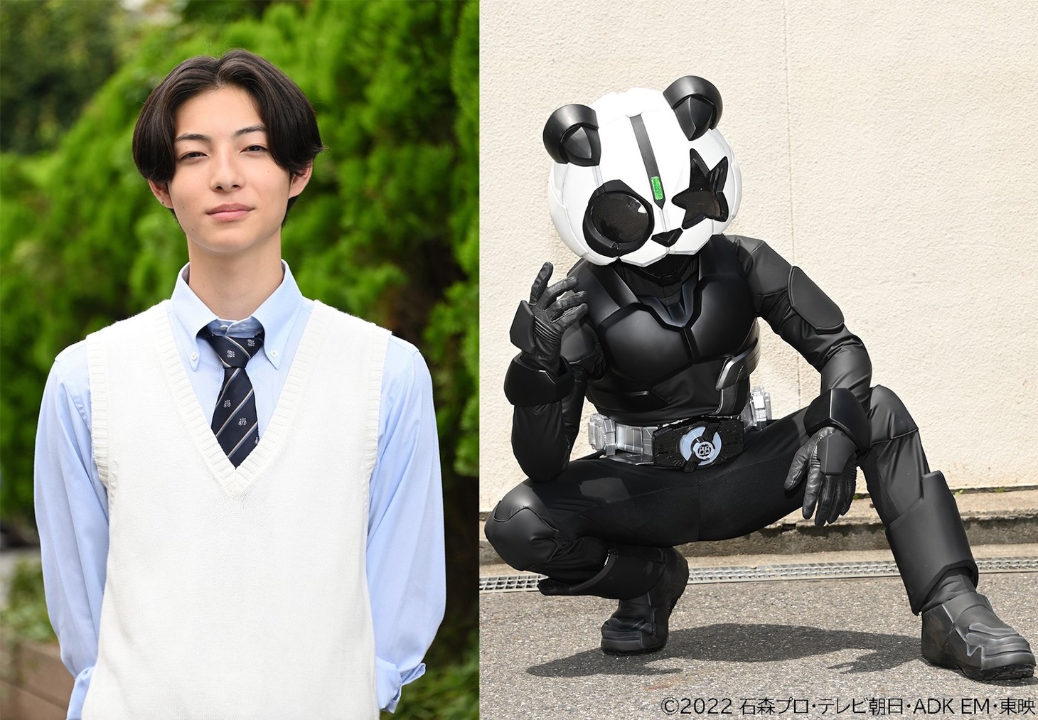 左から宮本龍之介演じる墨田奏斗、仮面ライダーダパーン。