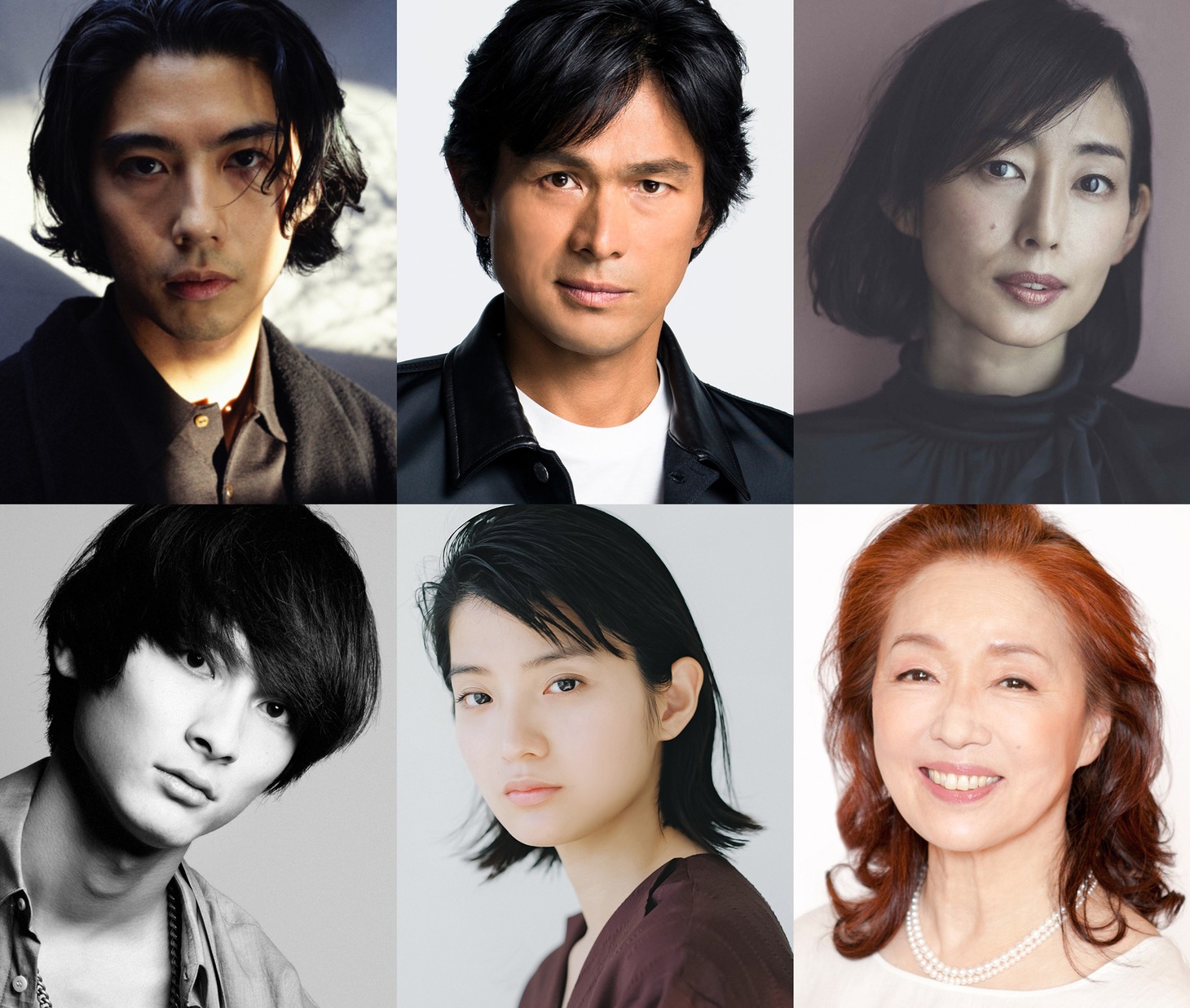 「忍びの家 House of Ninjas」キャスト。左上から時計回りに賀来賢人、江口洋介、木村多江、宮本信子、蒔田彩珠、高良健吾。