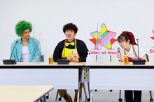 左から佐伯大地、ちゅうえい、横田真悠。