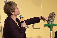 マルちゃんに恐る恐る触る香取慎吾。