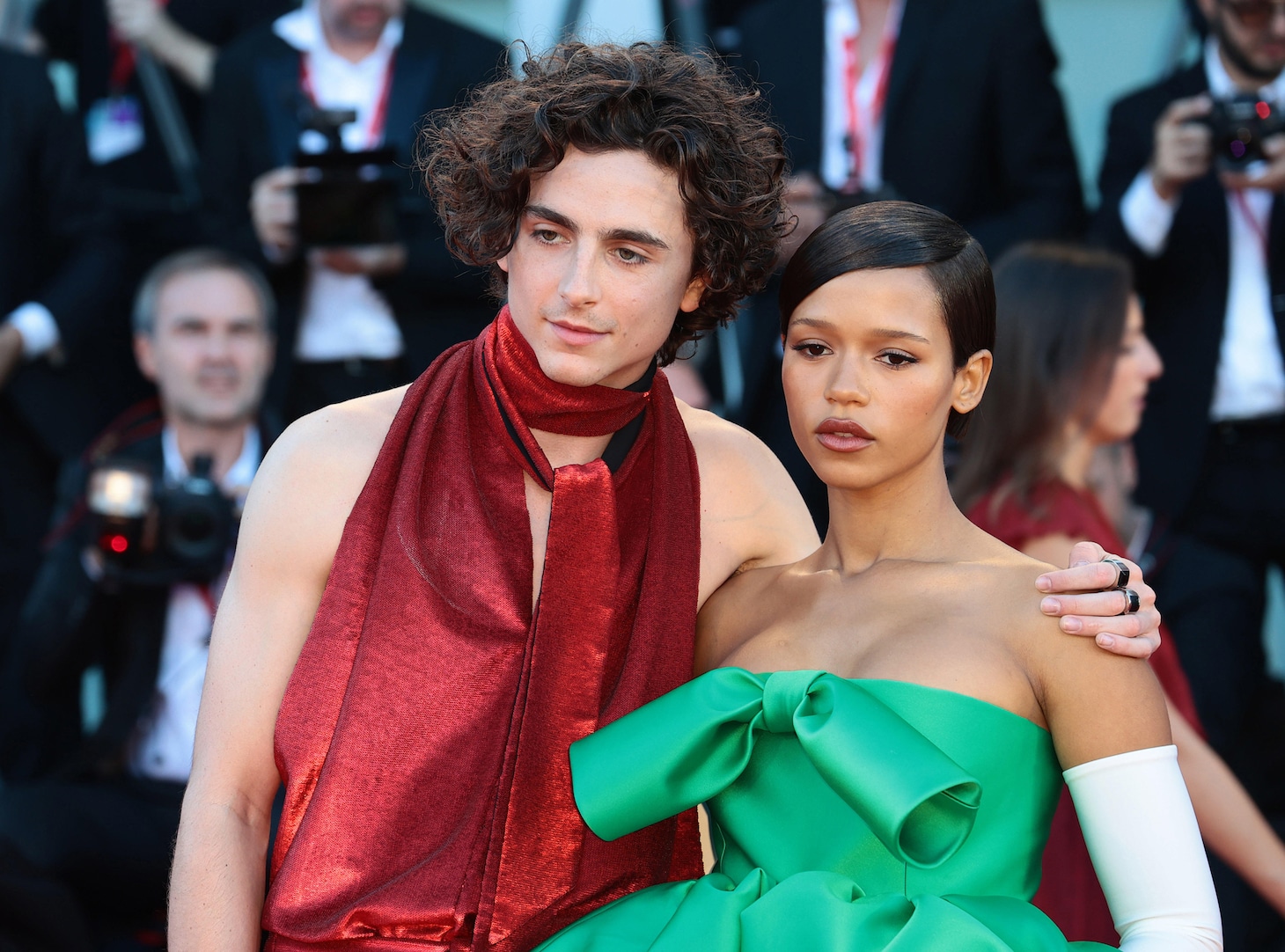 第79回ヴェネツィア国際映画祭にて、左からティモシー・シャラメ、テイラー・ラッセル。（写真提供：Matteo Chinellato / ゼータ イメージ）