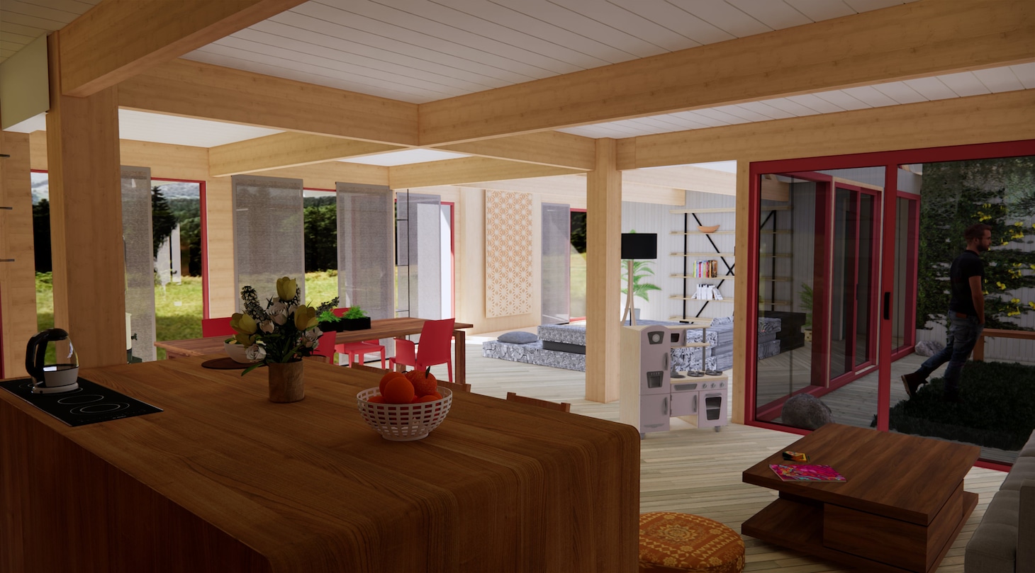 「アフター・ヤン」より、フレミング家の3DCG設定画。(c) production design by Alexandra Schaller, renderings by John Lopez