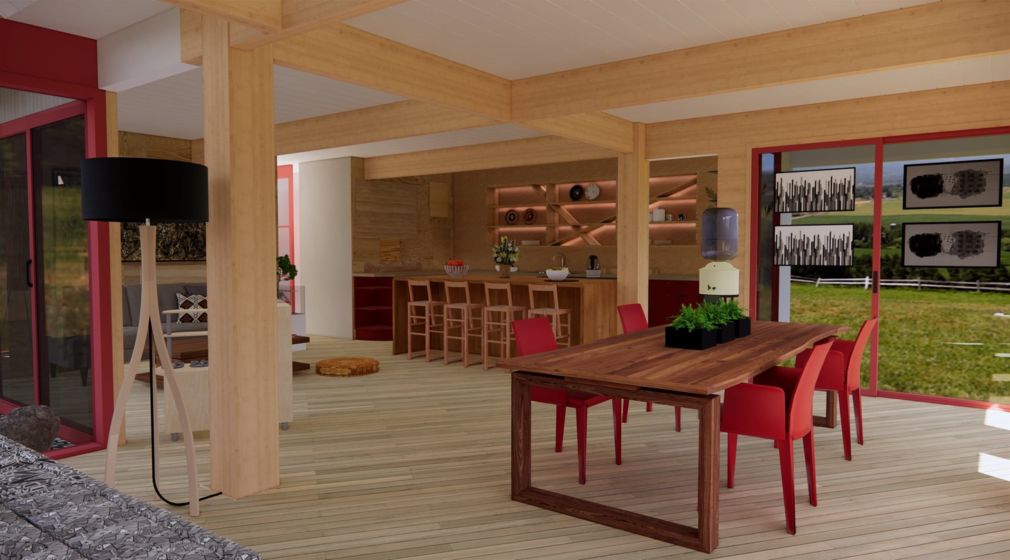 「アフター・ヤン」より、フレミング家の3DCG設定画。(c) production design by Alexandra Schaller, renderings by John Lopez