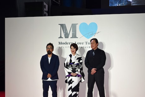 左から山下敦弘、伊藤蘭、石橋凌。