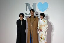 左から荻上直子、成田凌、夏帆。