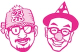 左からDARTHREIDER、プチ鹿島のイラスト。