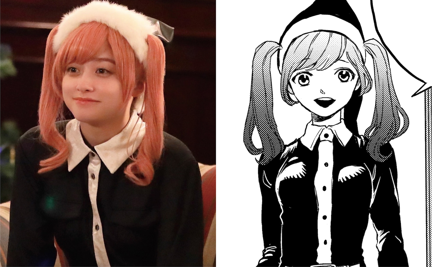 左から橋本環奈演じる北条志乃、志乃の原作画。