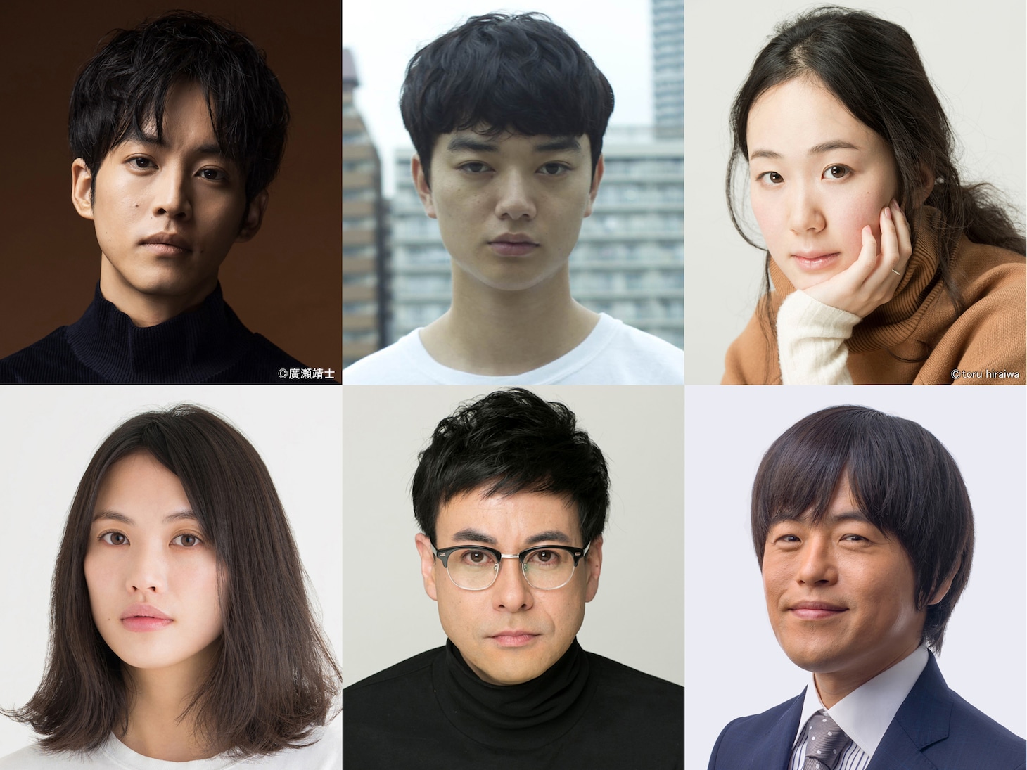 上段左から松坂桃李、染谷将太、黒木華。下段左から臼田あさ美、鈴木浩介、バカリズム。