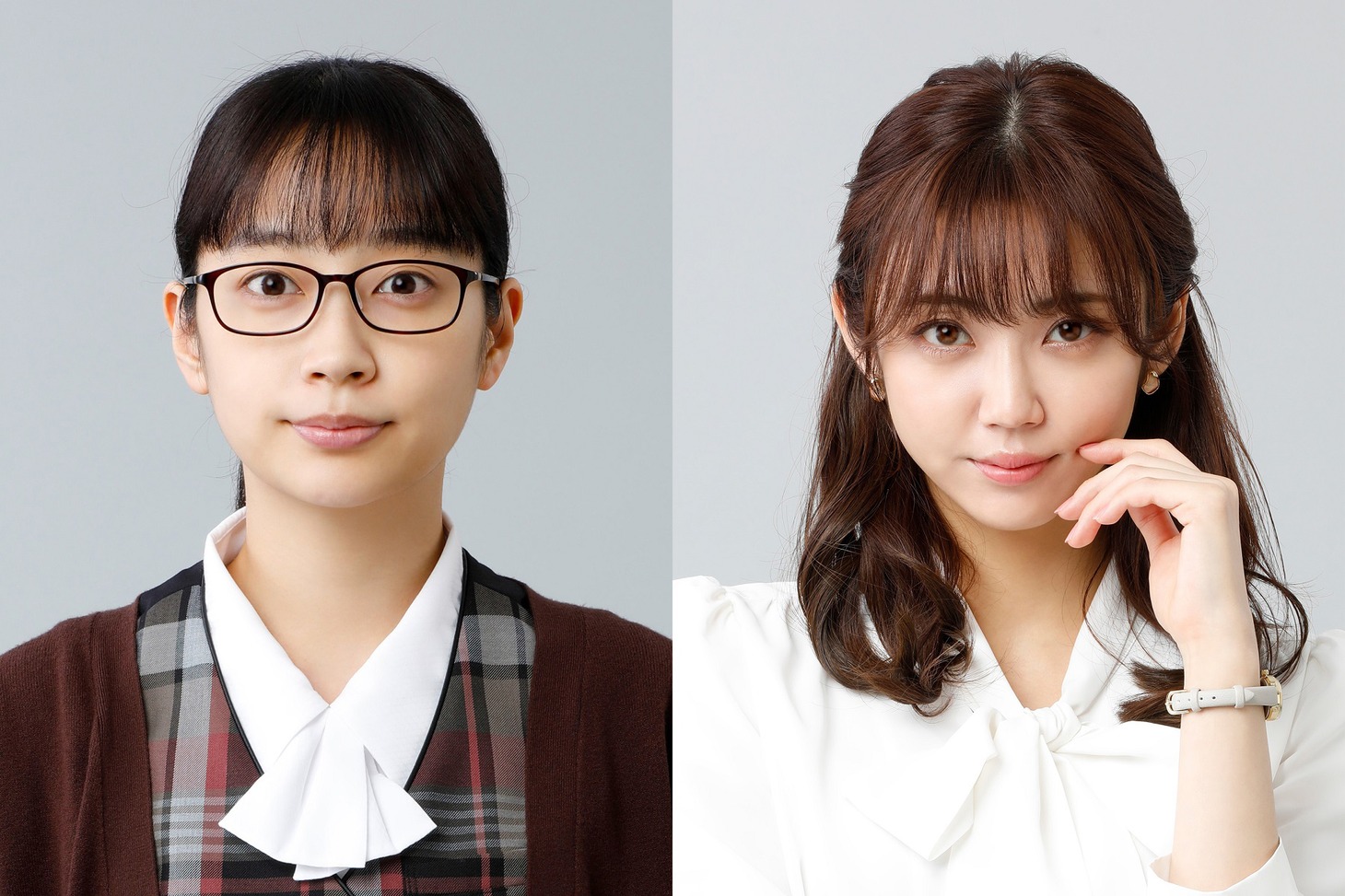 左から堀江真奈役の清水くるみ、高遠妃乃役の山谷花純。(c)「親友は悪女」製作委員会 2023