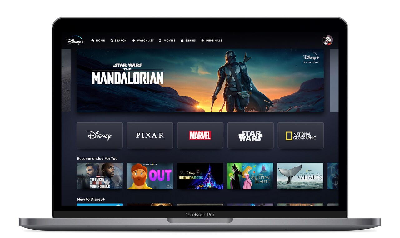 ディズニープラスのトップページには、ボブ・アイガーCEO時代に買収したピクサー、マーベル、スター・ウォーズなどのロゴが並ぶ。