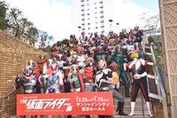 「生誕50周年記念 THE仮面ライダー展」オープニングセレモニーの様子。