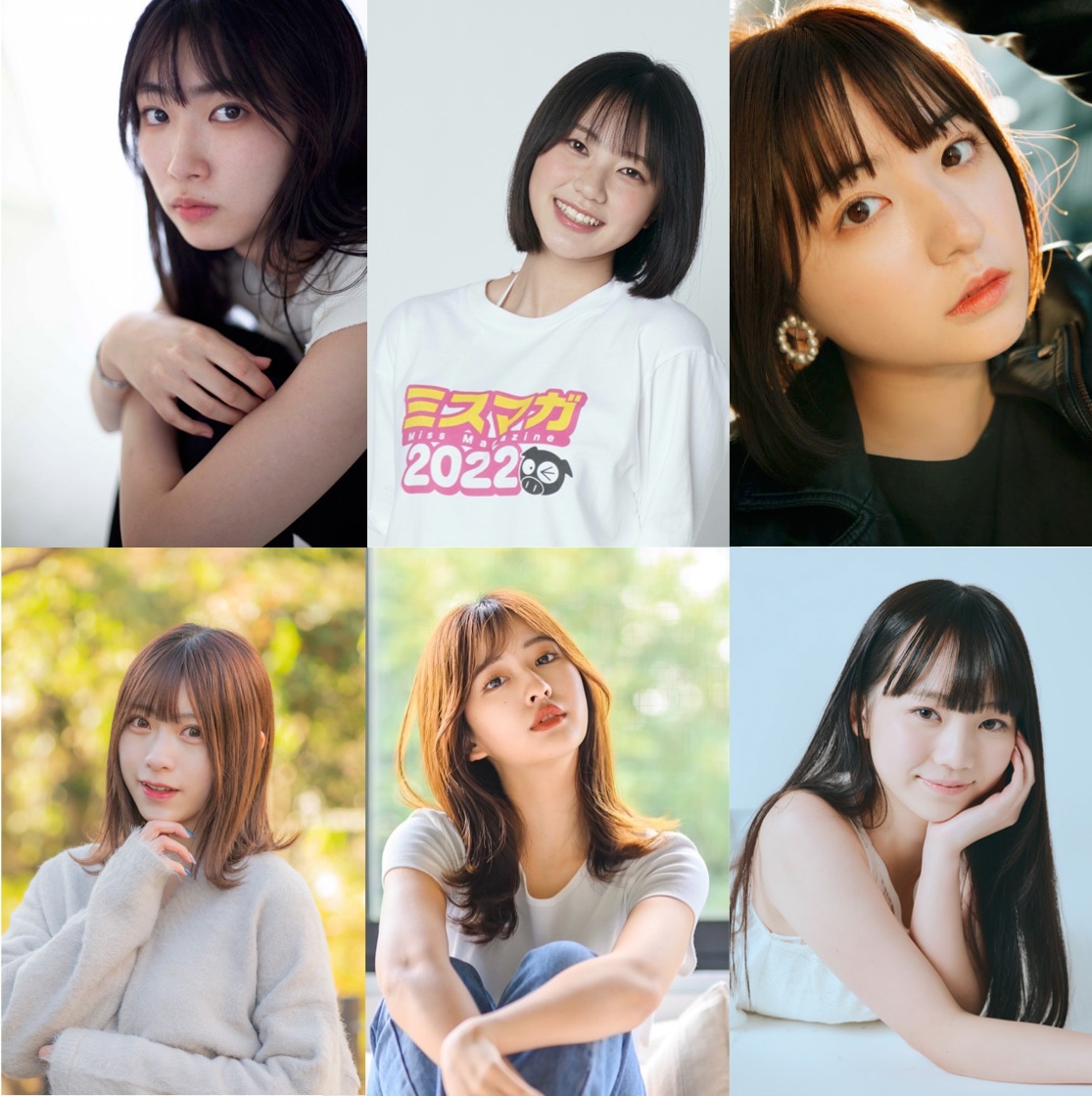 上段左から瑚々、咲田ゆな、麻倉瑞季。下段左から三野宮鈴、斉藤里奈、藤本沙羅。