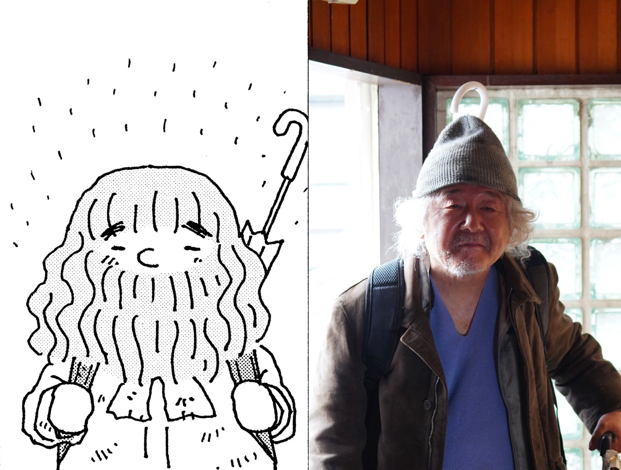 「ちひろさん」原作イラスト（左）と場面写真（右）。