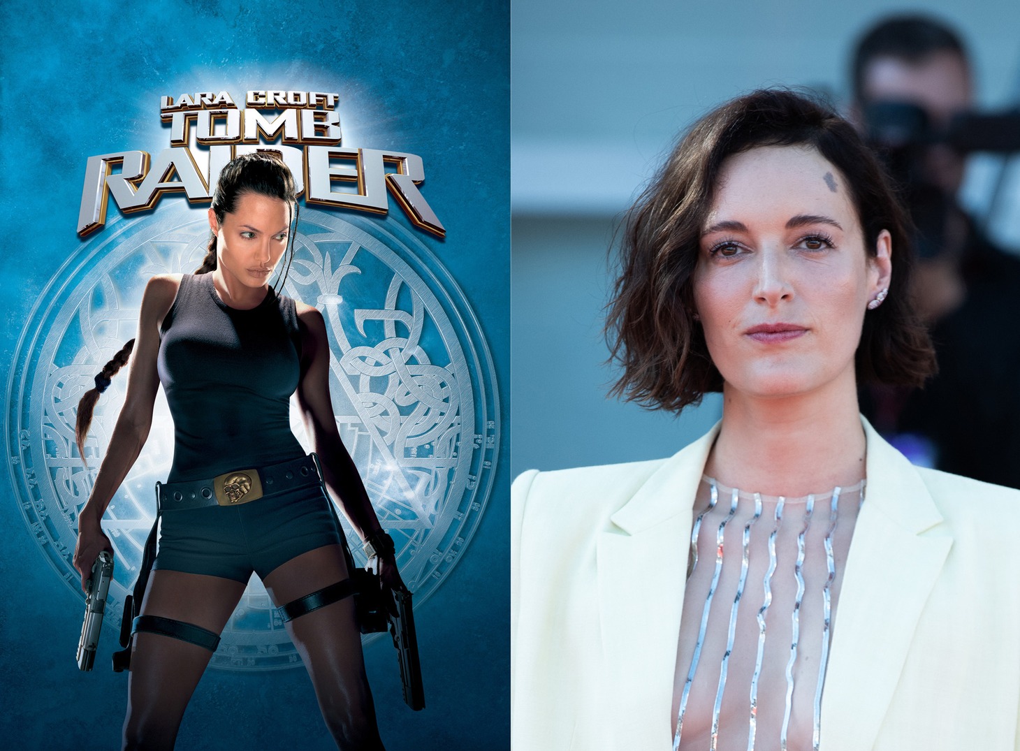 左から「トゥームレイダー」ビジュアル、フィービー・ウォーラー＝ブリッジ。