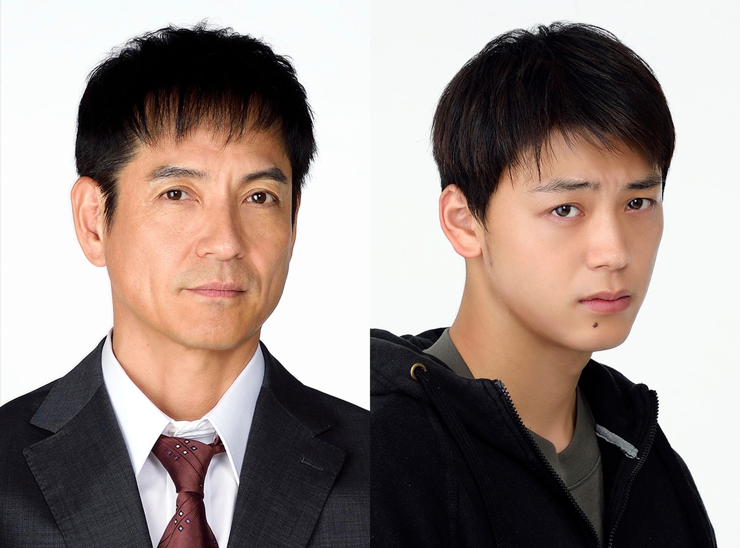 左から獅子舞亘役の沢村一樹、元村周太役の竹内涼真。