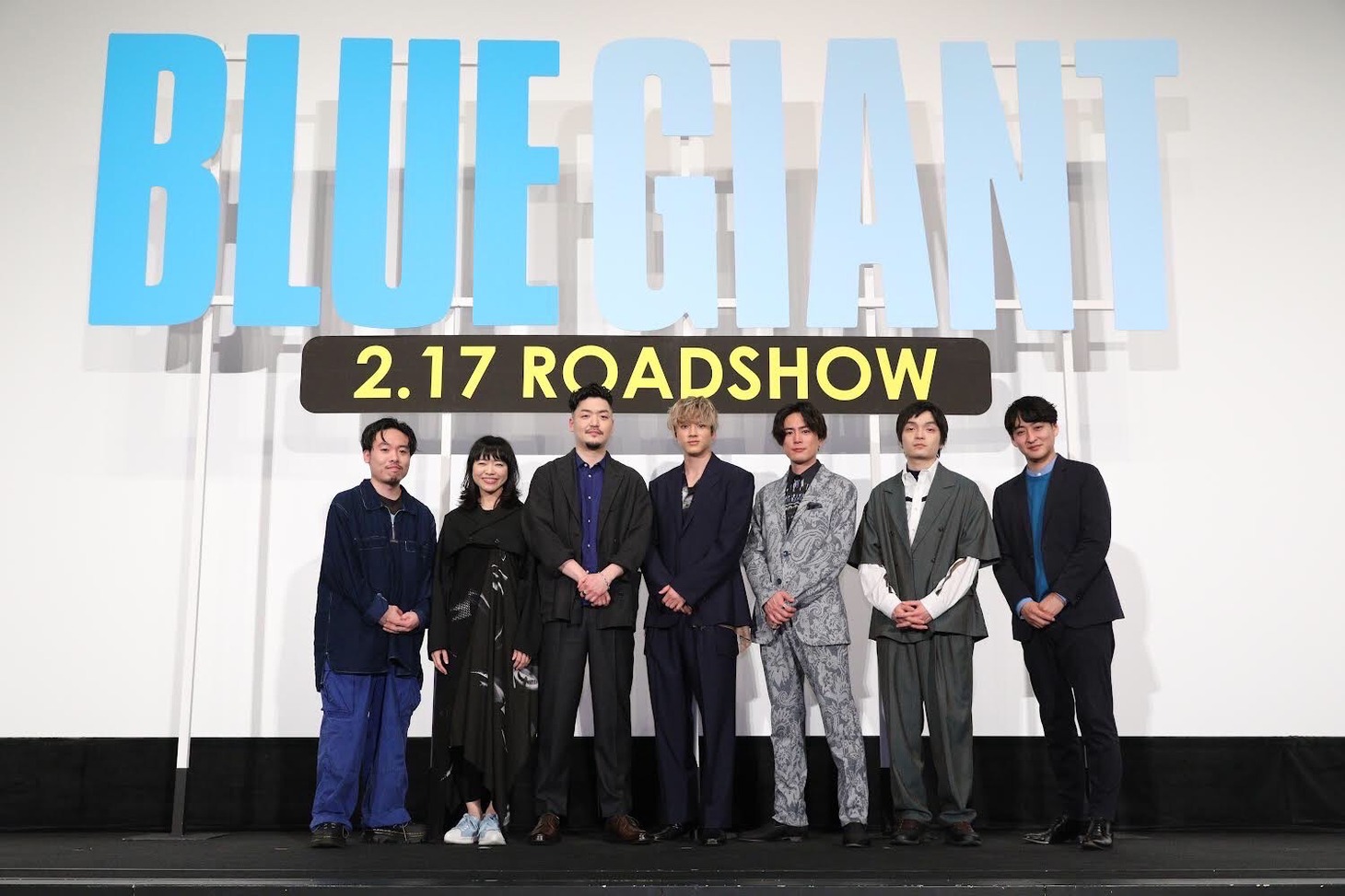 左から石若駿、上原ひろみ、馬場智章、山田裕貴、間宮祥太朗、岡山天音、立川譲。
