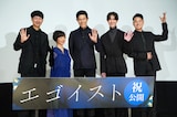 「エゴイスト」公開記念舞台挨拶の様子。左から松永大司、阿川佐和子、鈴木亮平、宮沢氷魚、ドリアン・ロロブリジーダ。