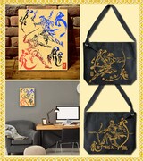 「RRR x雨宮慶太」キャンバスアート（左）、「RRR x雨宮慶太」ショルダーバッグ（右）のイメージ。