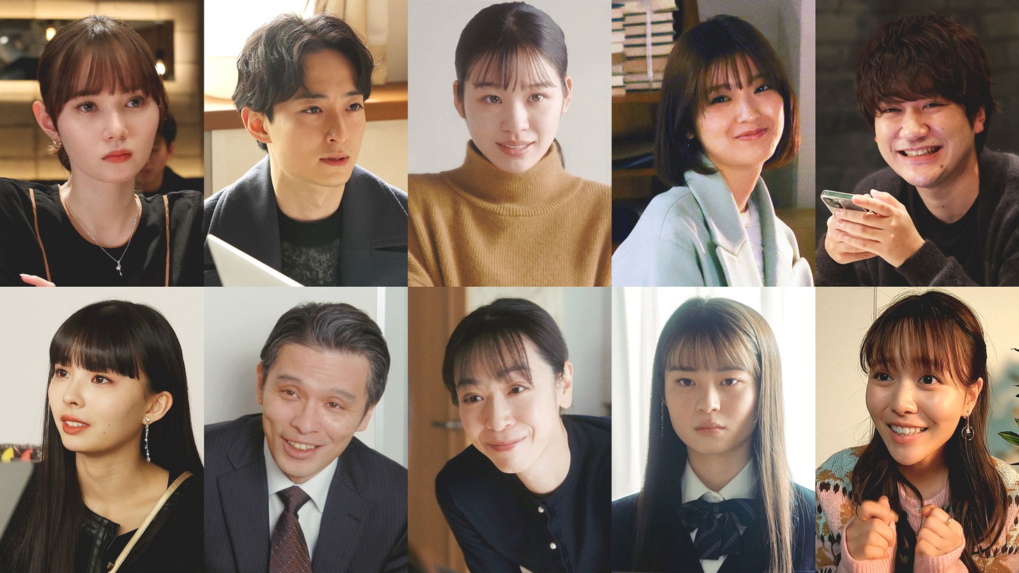 上段左から時計回りにマーシュ彩、濱正悟、森田想、工藤美桜、園田祥太、新田さちか、三浦理奈、遊井亮子、赤ペン瀧川、川口ゆりな。