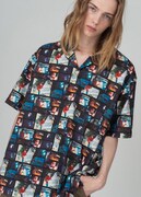 E.T.＆エリオット パターン（E.T.）オープンカラー半袖シャツ