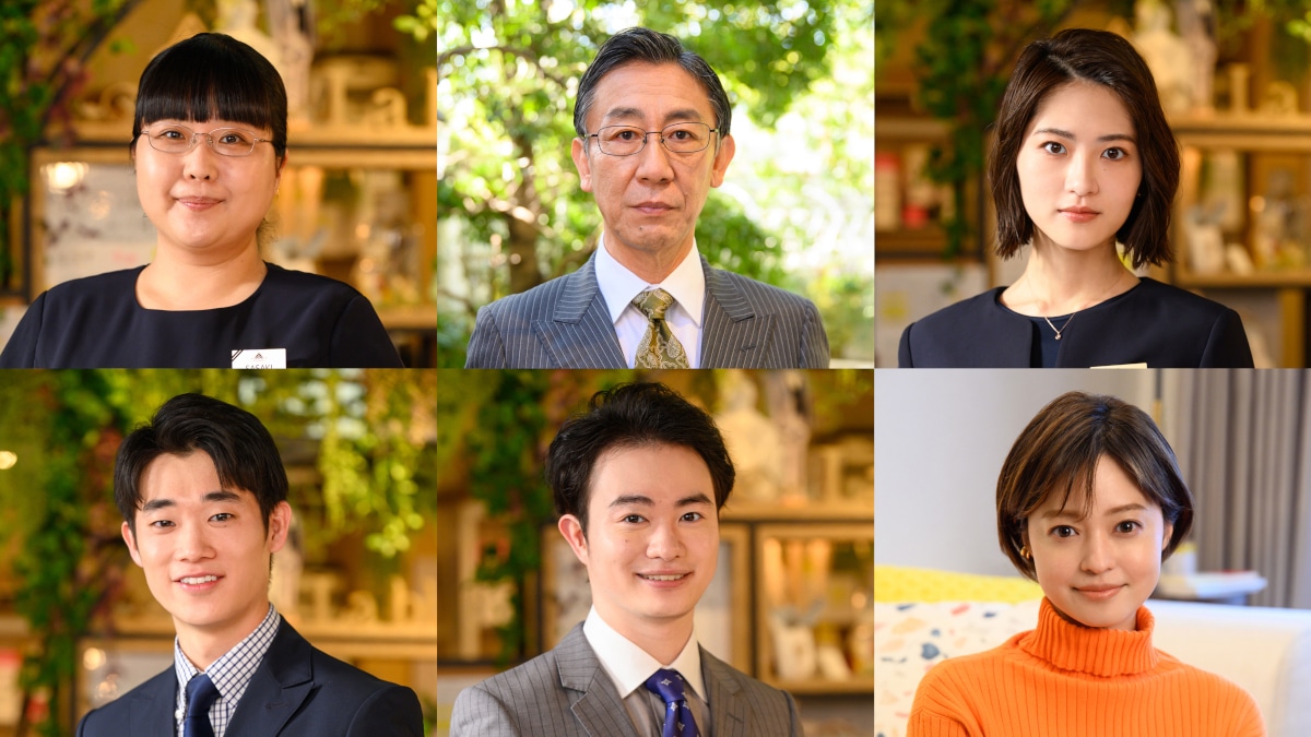 上段左から小林きな子、利重剛、若月佑美。下段左から三浦獠太、森永悠希、小林涼子。