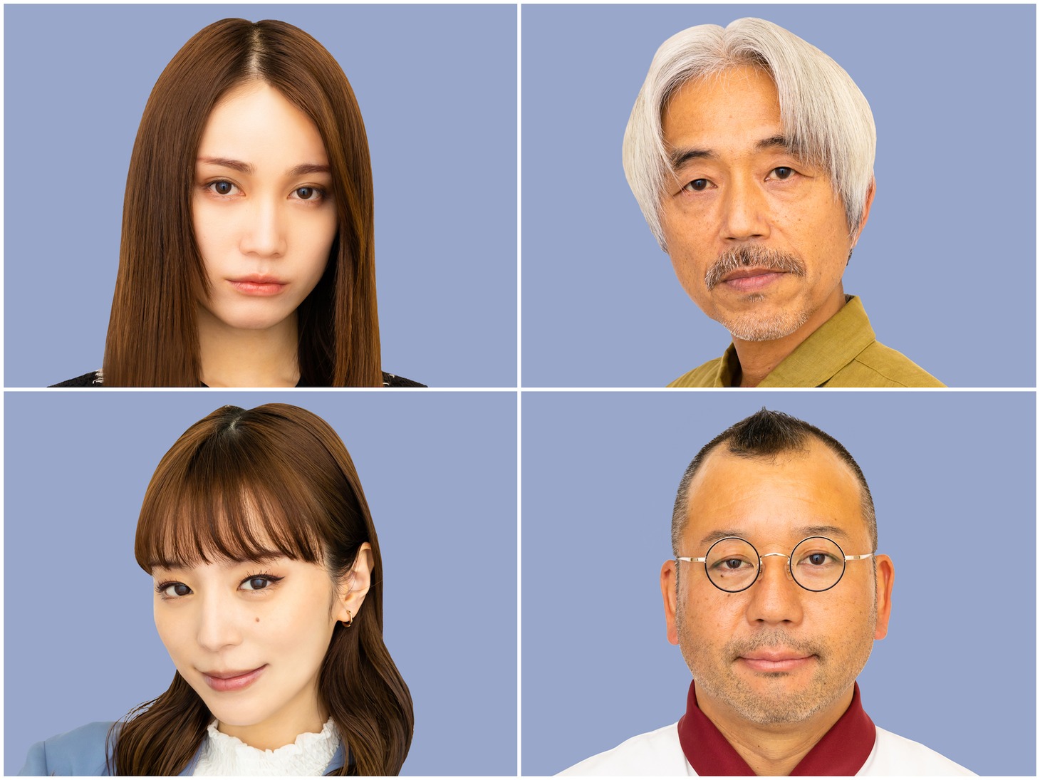 上段左から中村ゆりか、小市慢太郎。下段左から平野綾、西村瑞樹。