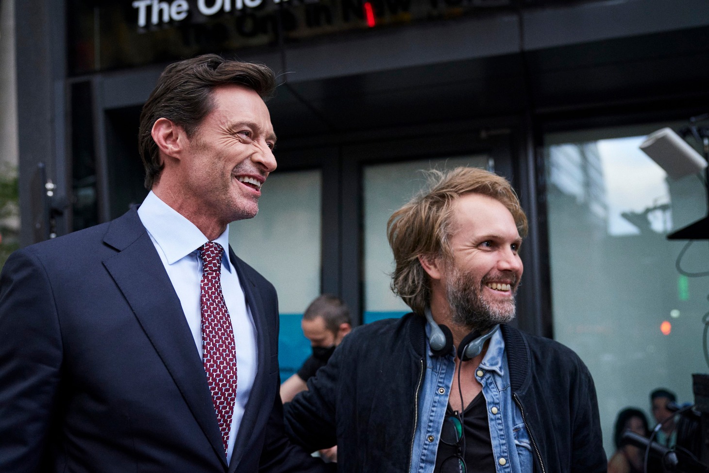 「The Son／息子」メイキング写真。左からヒュー・ジャックマン、フロリアン・ゼレール。