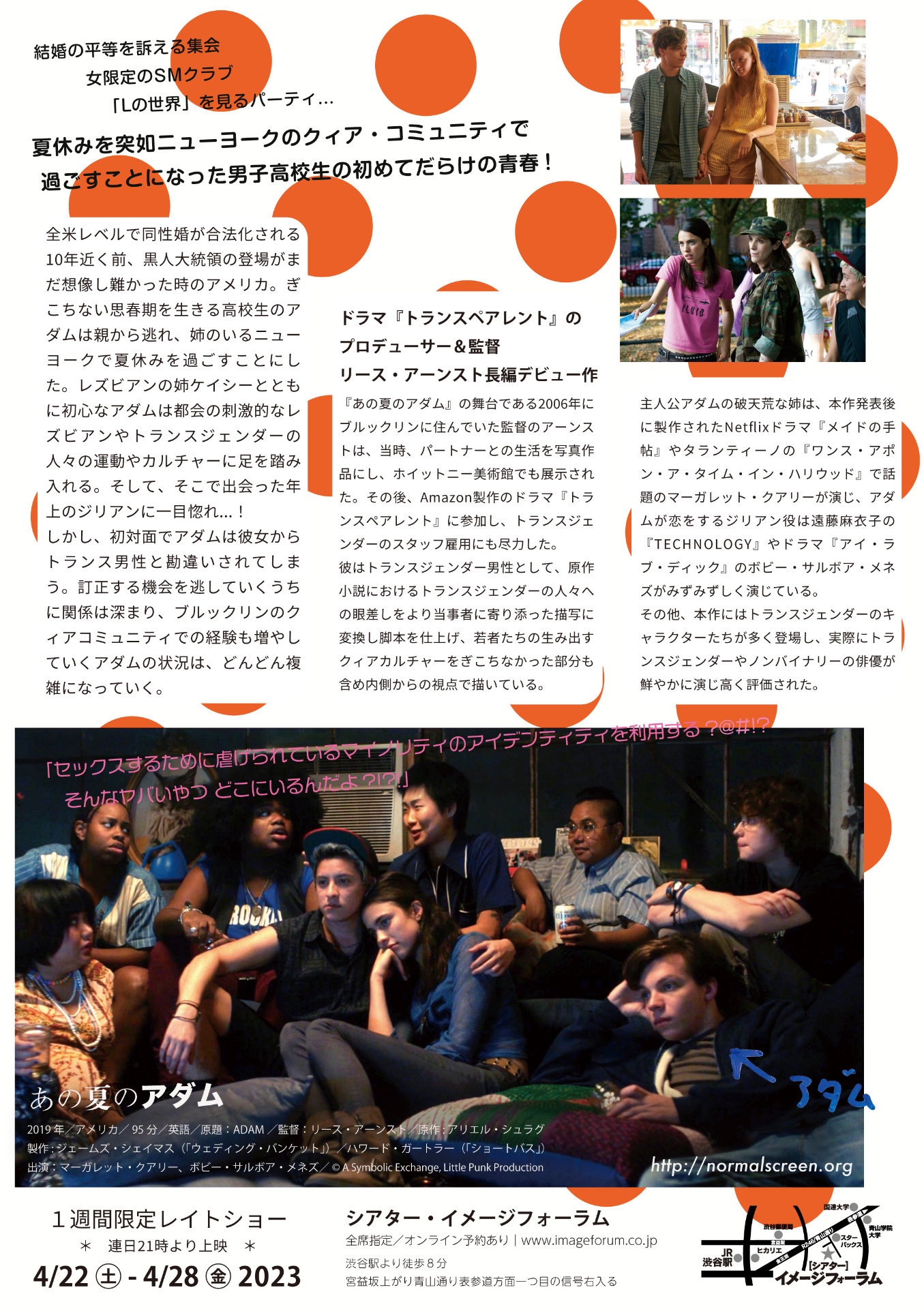 「あの夏のアダム」チラシ裏