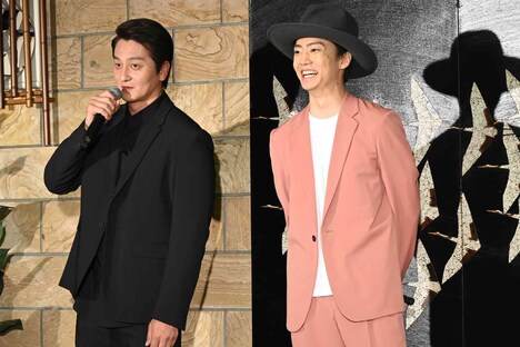 本宮泰風（左）から「プライベートで教育係をしようと思います」と言われて喜ぶ伊藤健太郎（右）。