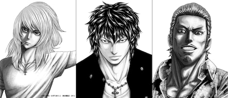 左から原作マンガの丹沢敦司、井口達也、安倍要。