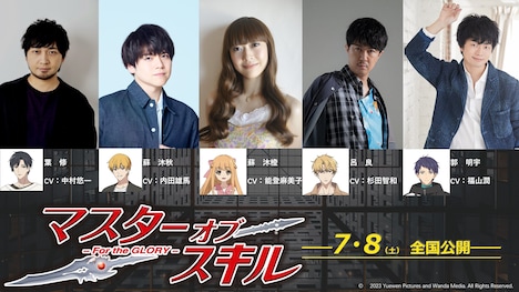 上段左から中村悠一、内田雄馬、能登麻美子、杉田智和、福山潤。