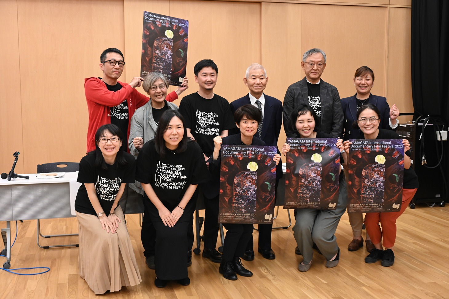 山形国際ドキュメンタリー映画祭 2023記者会見の様子。