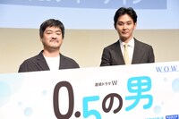 左から沖田修一、松田龍平。