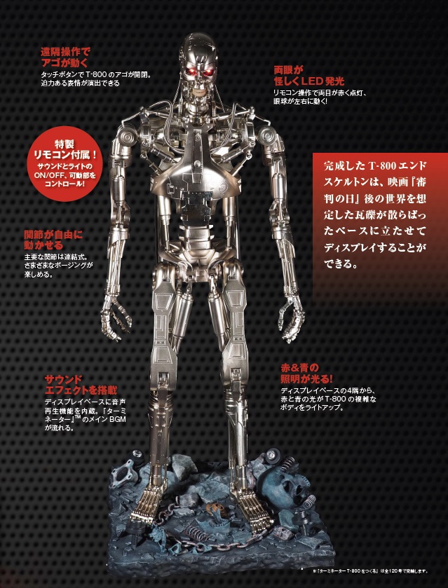 「THE TERMINATOR T-800をつくる」を集めると完成するT-800エンドスケルトン。