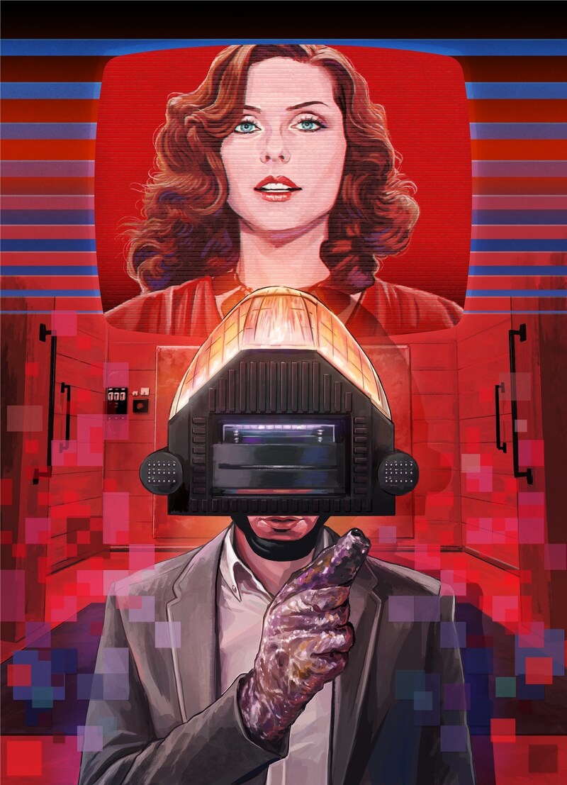 サイトウユウスケが描き下ろした「ビデオドローム 4K ディレクターズカット版」のオルタナティブポスター。