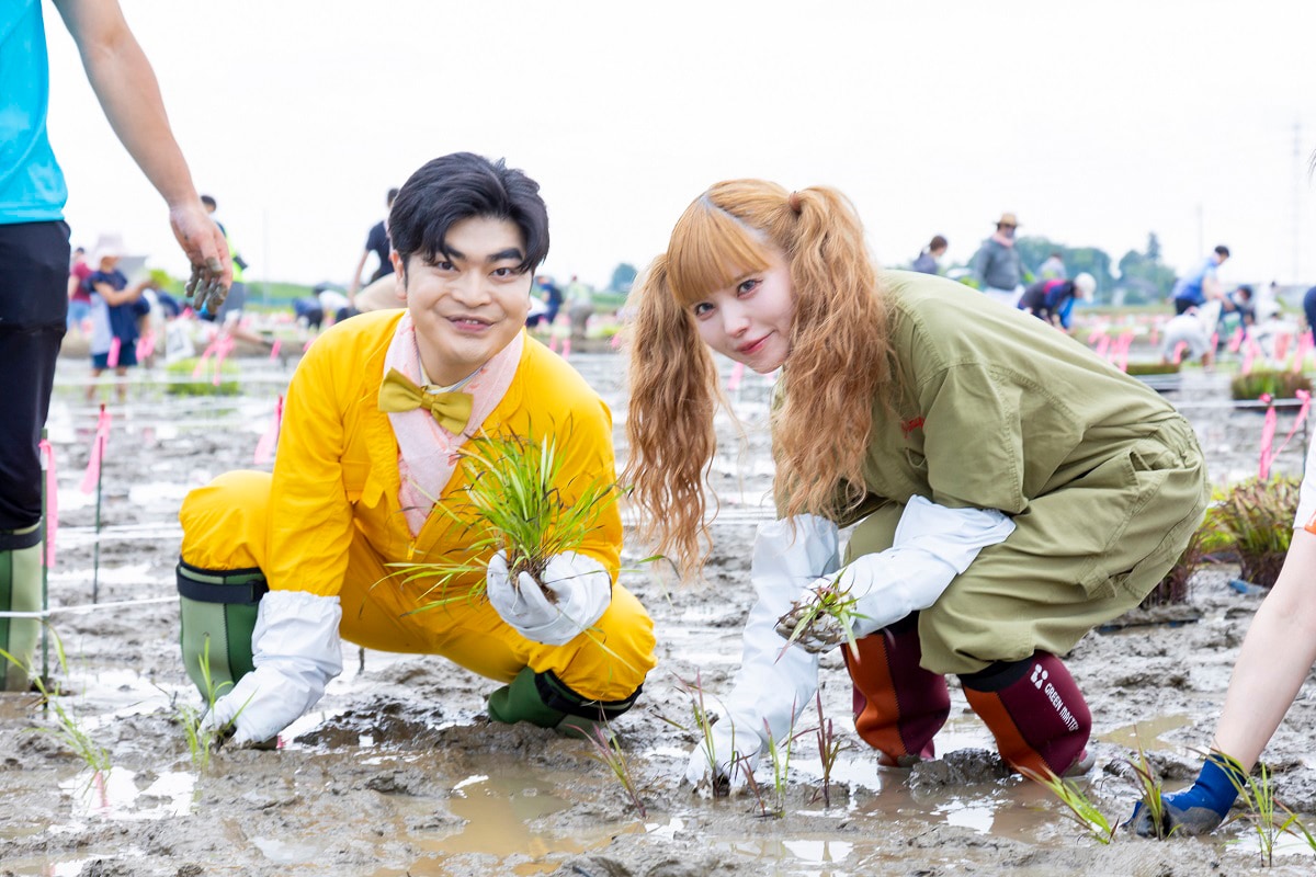 「翔んで埼玉」加藤諒＆益若つばさが田植えに励む、続編は「皆さんもディスられるかも」