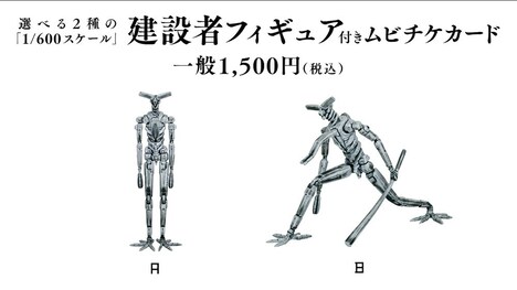 ムビチケカードの特典「1/600スケール建設者フィギュア」。