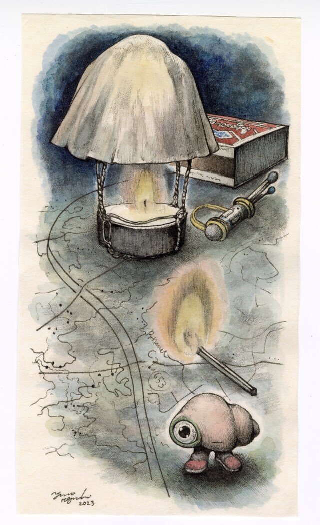 「マルセル 靴をはいた小さな貝」ヒグチユウコによるイラスト。