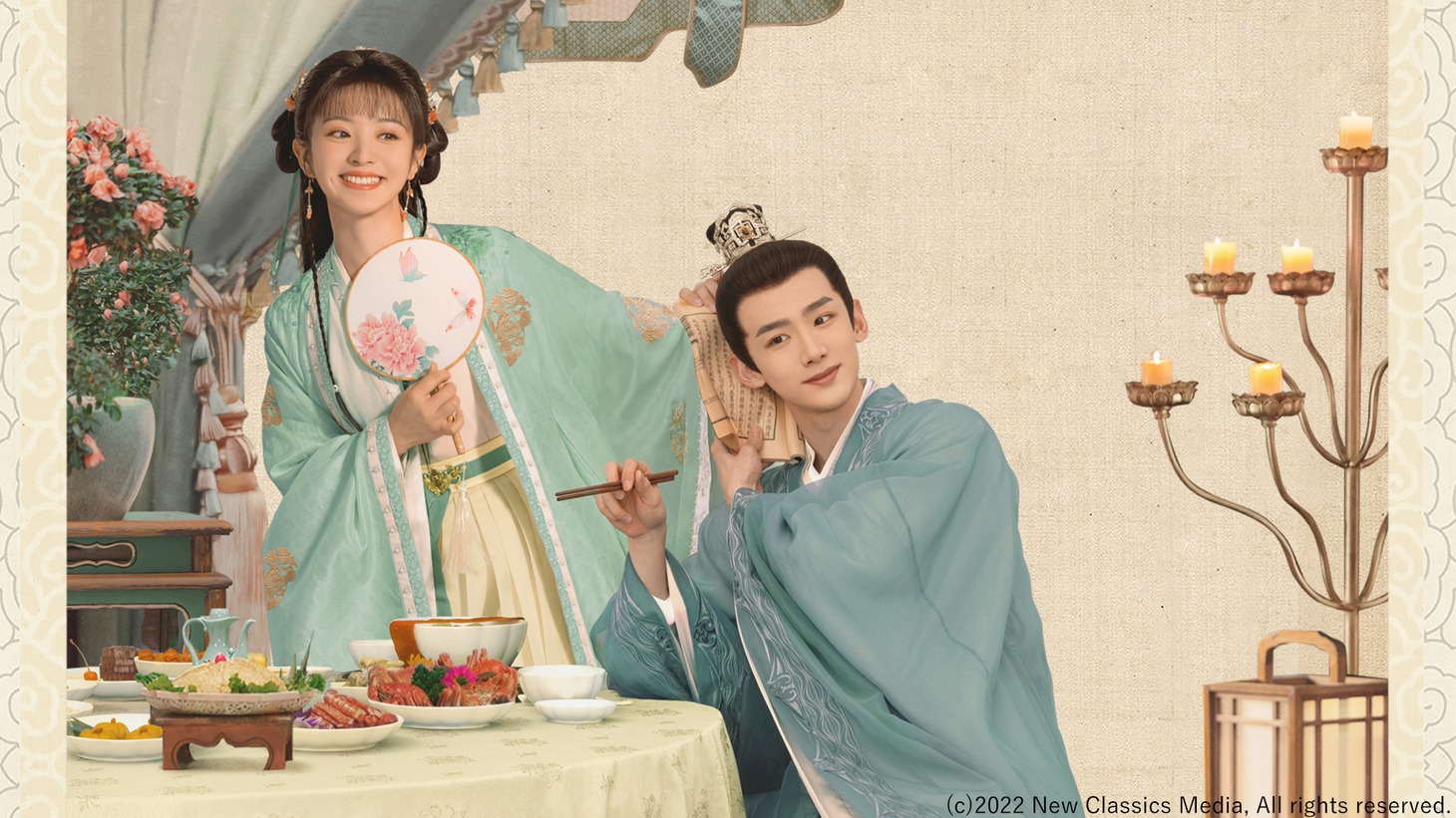 中国ドラマ「卿卿日常 ～宮廷を彩る幸せレシピ～」より、左からティエン・シーウェイ演じる李薇、バイ・ジンティン演じる尹崢。