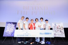 「劇場版アイドリッシュセブン LIVE 4bit BEYOND THE PERiOD」“グループ舞台挨拶＜IDOLiSH7＞”の様子。左から江口拓也、白井悠介、代永翼、小野賢章、増田俊樹、阿部敦。