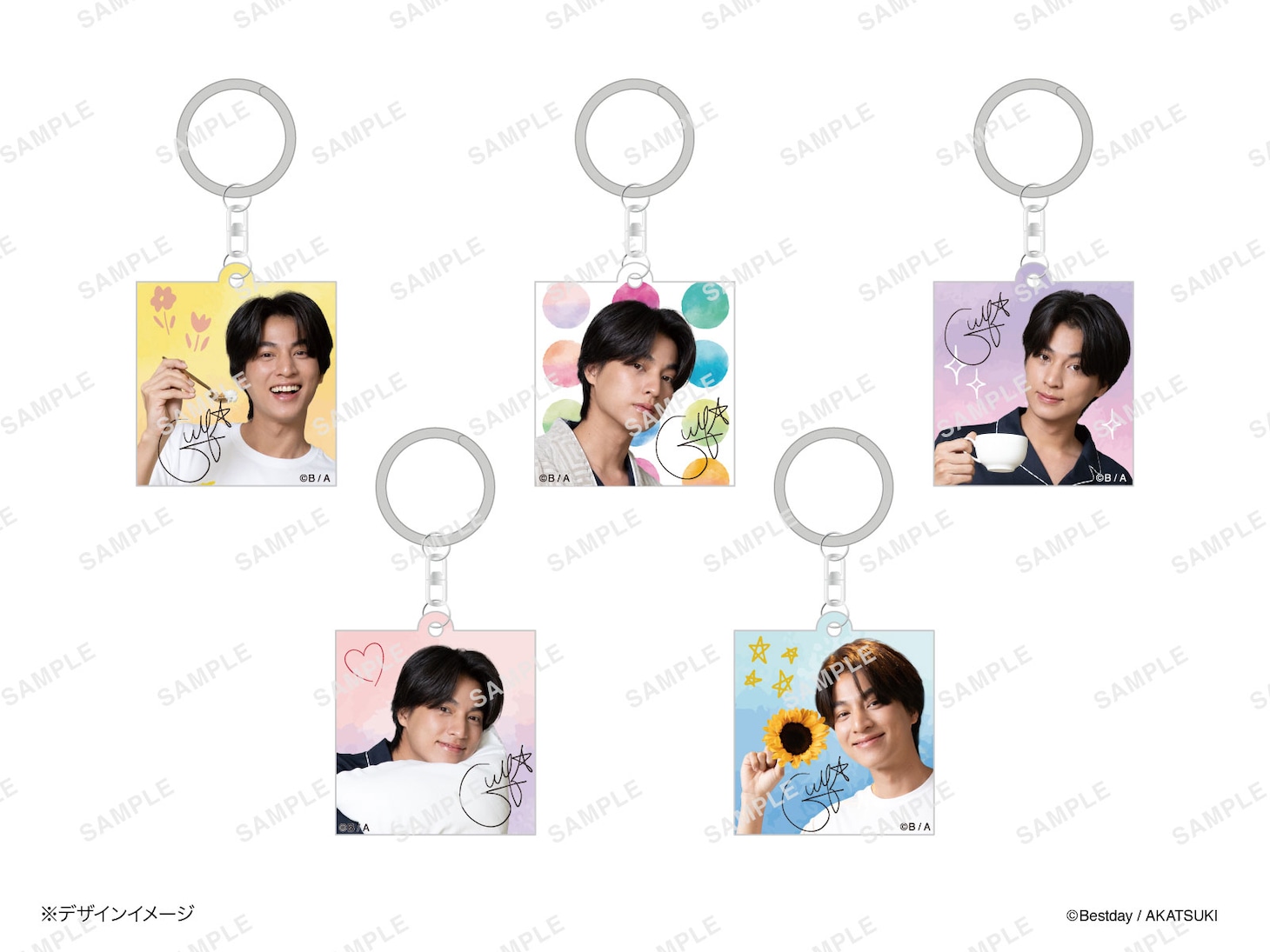 トレーディングアクリルキーホルダー（全5種 / 単品・税込650円、全種類セット・税込3250円）