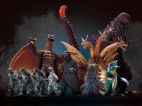 「隔週刊『東宝怪獣コレクション』」でコレクションできるフィギュアの一部。