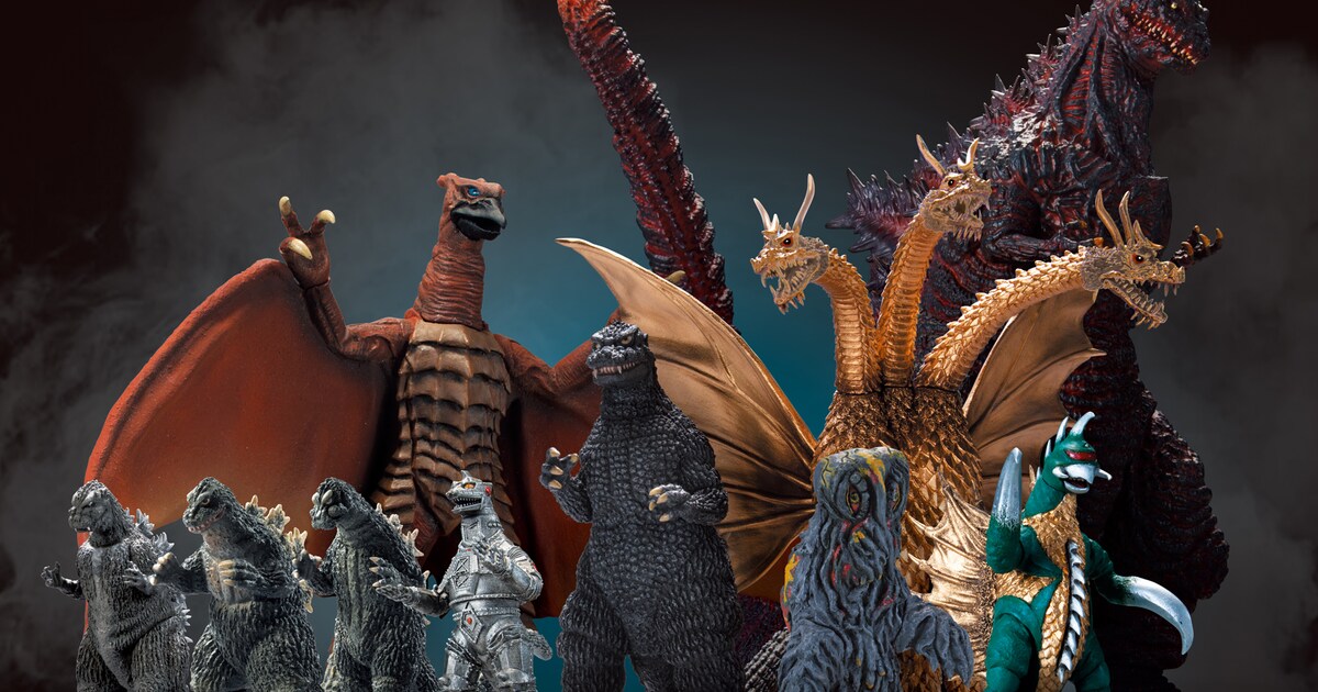 ゴジラ」から「シン・ゴジラ」まで、60体以上の怪獣フィギュアが統一 