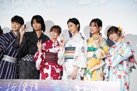 左から上村海成、奥平大兼、森七菜、安斉星来、永瀬莉子、川崎帆々花。