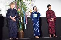 「交換ウソ日記」公開初日舞台挨拶の様子。