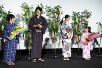 左から柊木陽太、岡田将生、清原果耶、 加藤柚凪。